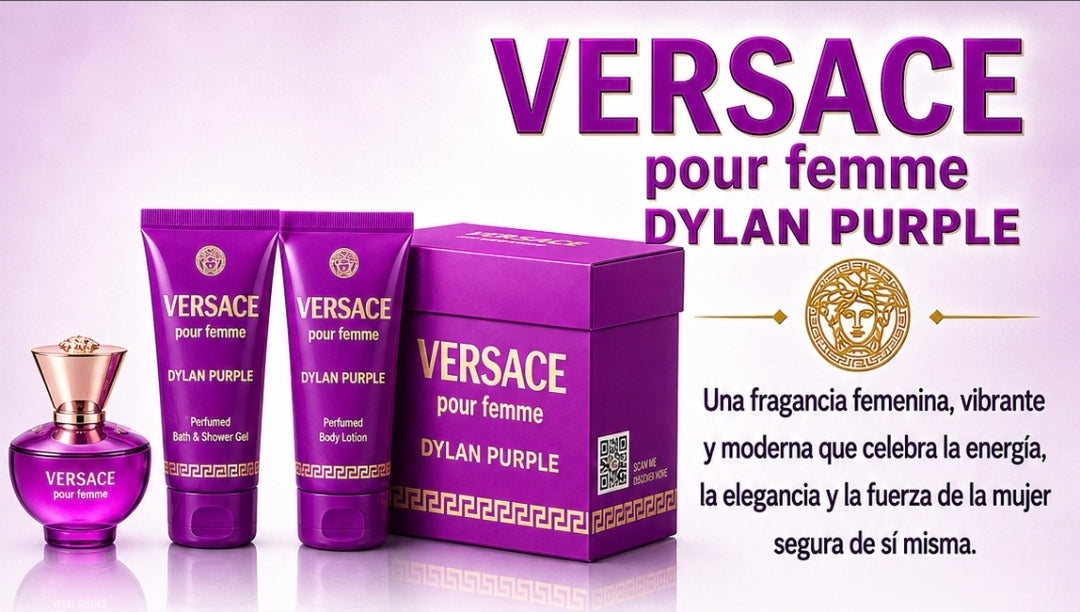 MINI SET VERSACE DILAN PURPLE ORIGINAL PARA MUJER