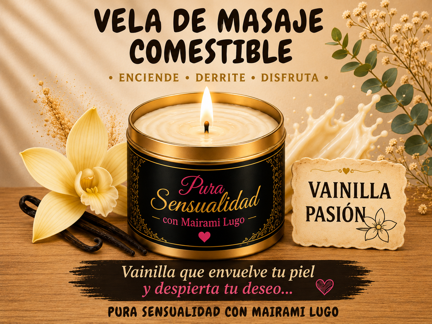 VELA DE MASAJE COMESTIBLE VAINILLA (4 OZ)
