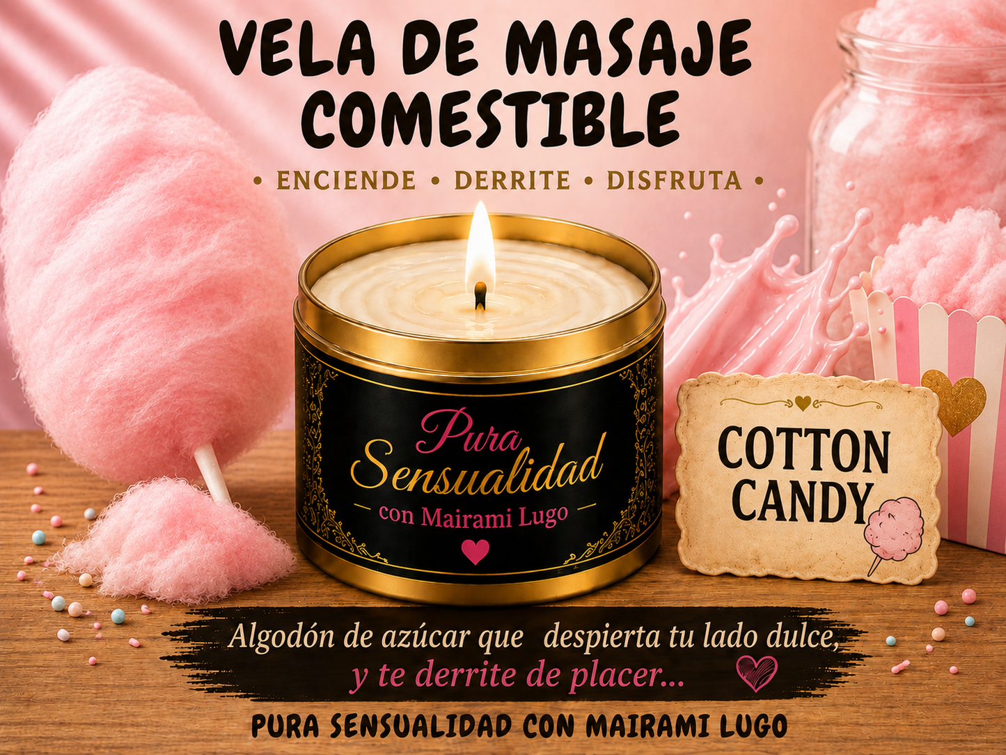 VELA DE MASAJE COMESTIBLE   COTTON CANDY (4 OZ)
